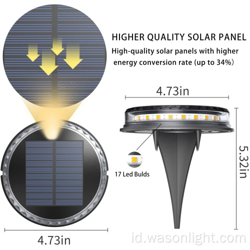 Wason versi baru ditingkatkan 17Led Ultra Bright Solar Yard Deck Tangga Lampu Taman Dekoratif Disk Ground Disk Lampu Spike